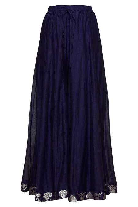 Shop Vishwa By Pinki Sinha Blue Banarasi Kurta With Palazzos Online at Aza Fashions Shop_Vishwa By Pinki Sinha_Blue Banarasi Kurta With Palazzos_Online_at_Aza_Fashions