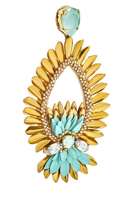 Confluence_Gold Plated Stones Deepa Gurnani Bead Earrings_Online_at_Aza_Fashions