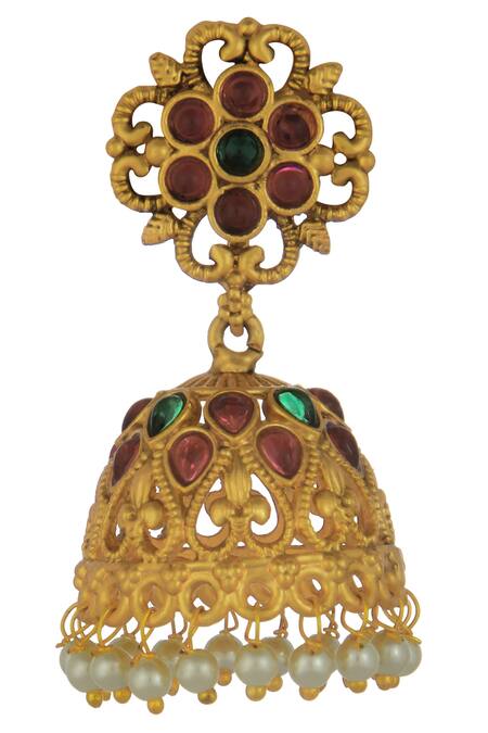 Nayaab By Aleezeh_Gold Plated Stone Pendant Necklace Set_Online_at_Aza_Fashions