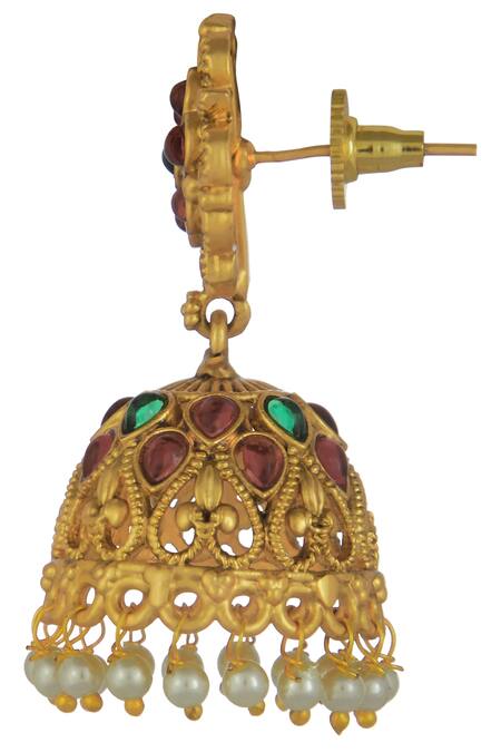 Shop_Nayaab By Aleezeh_Gold Plated Stone Pendant Necklace Set_Online_at_Aza_Fashions