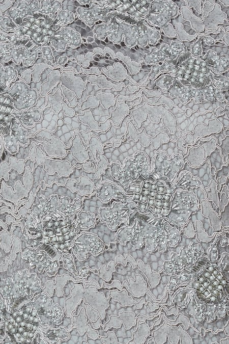 Aariyana Couture_Grey Georgette, Modal Embroidery High Neck Kurta Set_at_Aza_Fashions