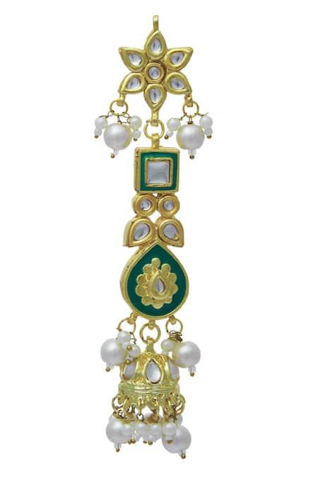 Moh-Maya By Disha Khatri_Blue Metallic Thread, Stones Meenakari Jewellery Set _Online_at_Aza_Fashions