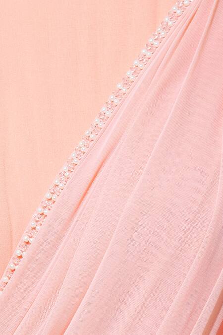 Arpan Vohra_Peach Georgette Halter Embellished Saree Gown _at_Aza_Fashions