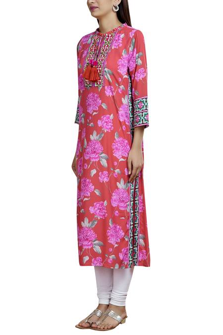 Buy_Gopi Vaid_Red Printed Kurta_Online_at_Aza_Fashions