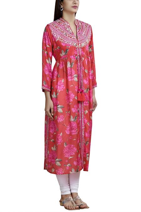 Gopi Vaid_Red Printed Kurta_Online_at_Aza_Fashions