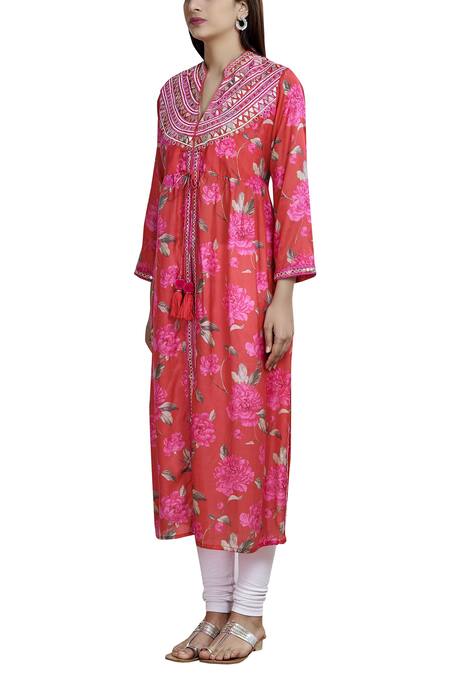 Buy_Gopi Vaid_Red Printed Kurta_Online_at_Aza_Fashions