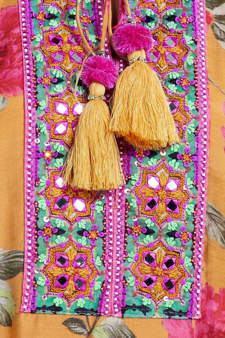 Gopi Vaid_Orange Printed Kurta_at_Aza_Fashions