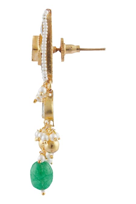 Moh-Maya By Disha Khatri_Gold Plated Pearls, Stones, Gota Patti Kundan Choker Necklace Set _at_Aza_Fashions