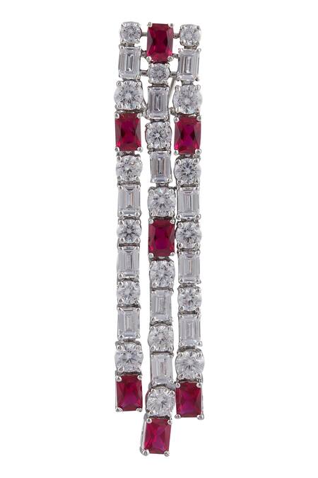 Moh-Maya By Disha Khatri_Silver Plated Crystals, Stones Long Earrings _Online_at_Aza_Fashions