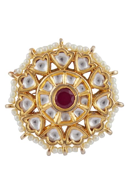 Moh-Maya By Disha Khatri_Gold Plated Stones, Zari Kundan Stud Earrings _Online_at_Aza_Fashions