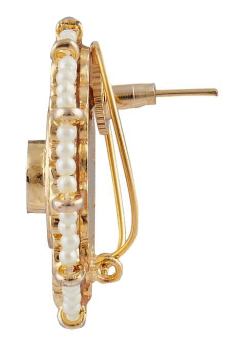 Buy_Moh-Maya By Disha Khatri_Gold Plated Stones, Zari Kundan Stud Earrings _Online_at_Aza_Fashions