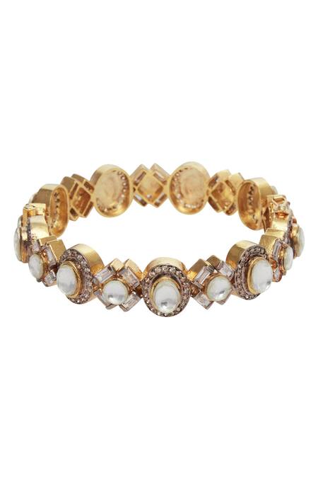 Nepra By Neha Goel Gold Plated Polki Kundan Bangle