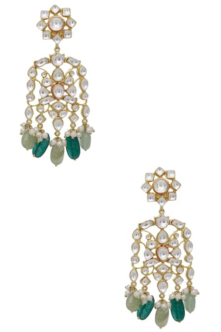 Nepra By Neha Goel Kundan Floral Danglers 