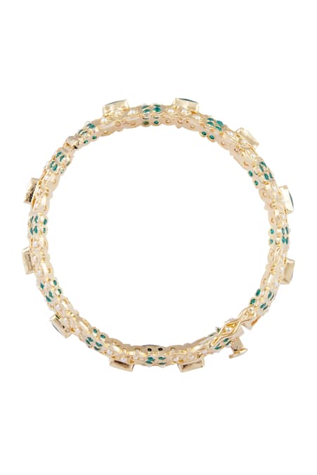 Moh-Maya By Disha Khatri_Gold Plated Beads, Stones Bangle Set _Online_at_Aza_Fashions