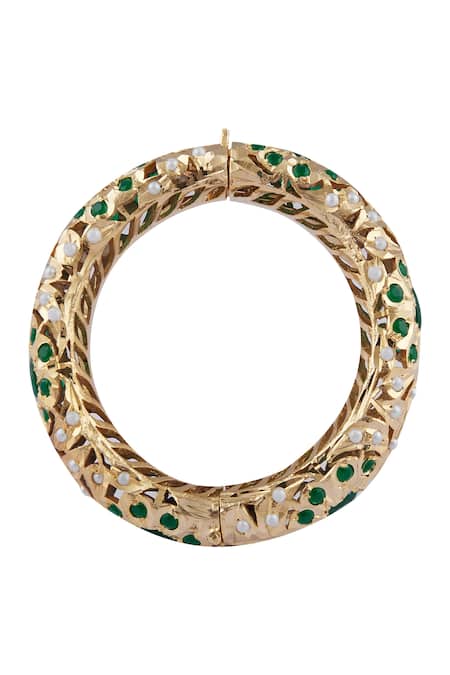 Moh-Maya By Disha Khatri_Gold Plated Beads, Stones Kada Set _Online_at_Aza_Fashions