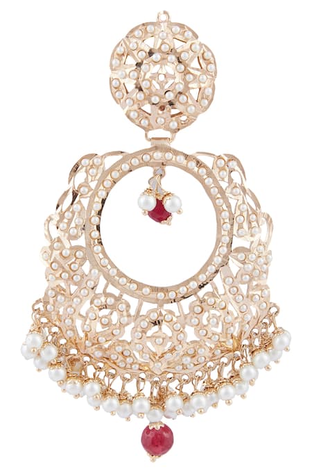 Moh-Maya By Disha Khatri Gold Plated Beads, Stones Dangler Earrings Online at Aza Fashions Moh-Maya By Disha Khatri_Gold Plated Beads, Stones Dangler Earrings _Online_at_Aza_Fashions