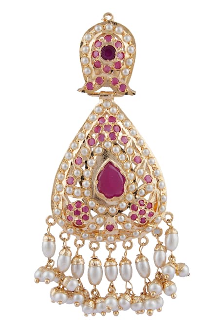 Buy Moh-Maya By Disha Khatri Gold Plated Jadau Stone Earrings With Passa Online at Aza Fashions Buy_Moh-Maya By Disha Khatri_Gold Plated Jadau Stone Earrings With Passa_Online_at_Aza_Fashions