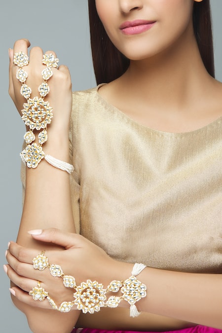 Moh-Maya by Disha Khatri Gold Plated Kundan Haathphool