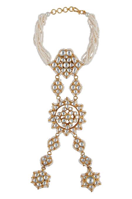 Buy_Moh-Maya By Disha Khatri_Gold Plated Kundan Haathphool_Online_at_Aza_Fashions