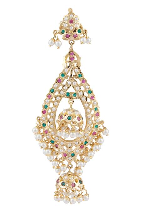 Moh-Maya By Disha Khatri_Gold Plated Beads, Stones Dangler Earrings _Online_at_Aza_Fashions