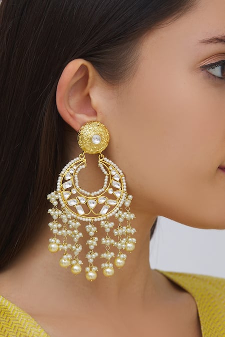 Moh-Maya by Disha Khatri Gold Plated Kundan Chandbalis