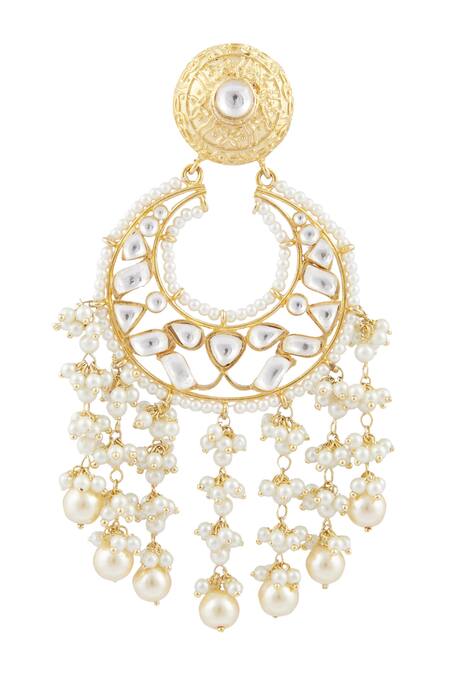 Moh-Maya By Disha Khatri_Gold Plated Kundan Chandbalis_Online_at_Aza_Fashions