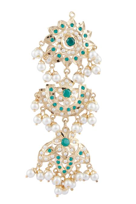 Moh-Maya By Disha Khatri_Gold Plated Beads, Stones Dangler Earrings _Online_at_Aza_Fashions