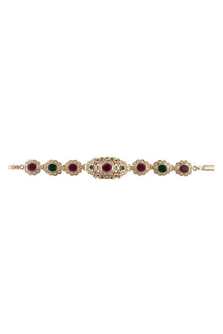 Shop Moh-Maya By Disha Khatri Gold Plated Beads Stone Bracelet at Aza Fashions Shop_Moh-Maya By Disha Khatri_Gold Plated Beads Stone Bracelet_at_Aza_Fashions
