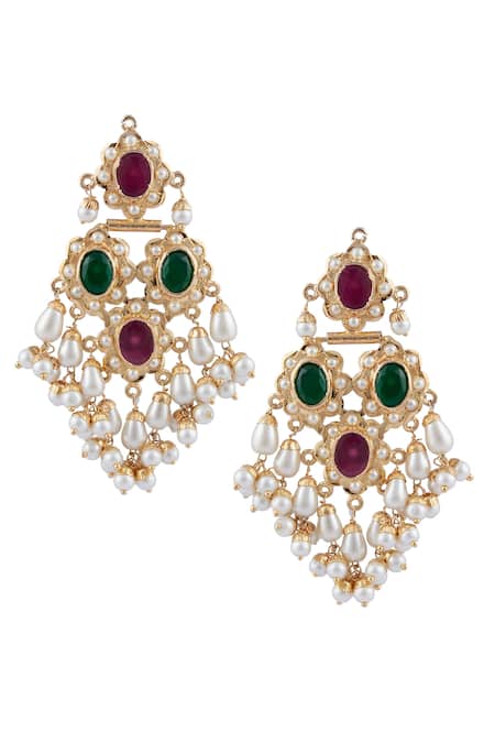 Buy_Moh-Maya By Disha Khatri_Gold Plated Beads, Stones Choker Set _Online_at_Aza_Fashions