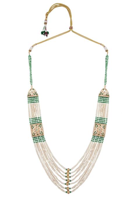 Moh-Maya By Disha Khatri_Gold Plated Semi Precious Stones Bead Necklace Set_Online_at_Aza_Fashions