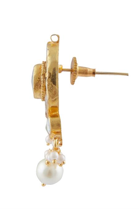 Shop_Moh-Maya By Disha Khatri_Gold Plated Semi Precious Stones Bead Necklace Set