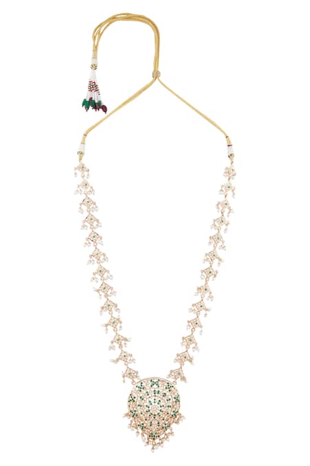 Moh-Maya By Disha Khatri Gold Plated Beads, Stones Necklace Set Online at Aza Fashions Moh-Maya By Disha Khatri_Gold Plated Beads, Stones Necklace Set _Online_at_Aza_Fashions
