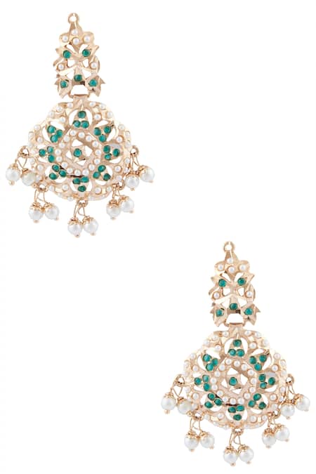 Shop_Moh-Maya By Disha Khatri_Gold Plated Beads, Stones Necklace Set _Online_at_Aza_Fashions