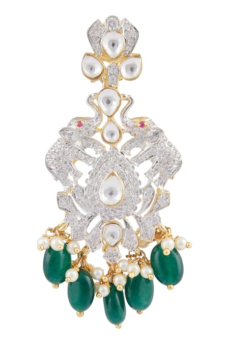 Shop_Moh-Maya By Disha Khatri_Gold Plated Crystals, Beads, Stones Choker Set _Online_at_Aza_Fashions