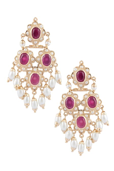 Buy_Moh-Maya By Disha Khatri_Gold Plated Beads, Stones Choker Set _Online_at_Aza_Fashions