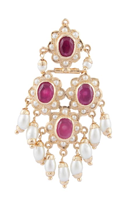 Shop_Moh-Maya By Disha Khatri_Gold Plated Beads, Stones Choker Set _Online_at_Aza_Fashions