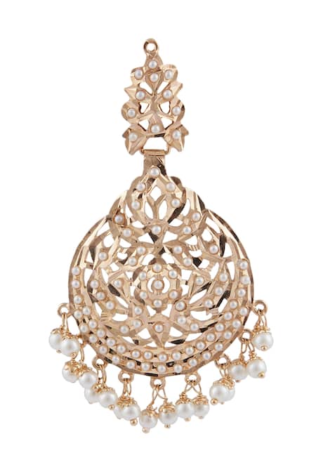 Shop_Moh-Maya By Disha Khatri_Gold Plated Beads, Stones Choker Set _Online_at_Aza_Fashions