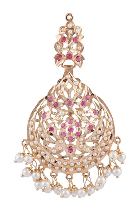 Shop_Moh-Maya By Disha Khatri_Gold Plated Beads, Stones Layered Necklace Set _Online_at_Aza_Fashions