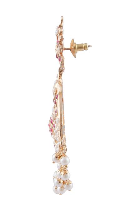 Moh-Maya By Disha Khatri_Gold Plated Beads, Stones Layered Necklace Set _at_Aza_Fashions