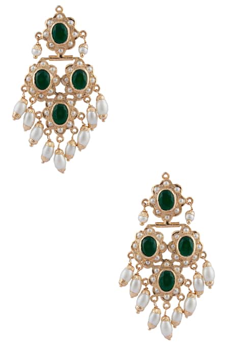 Moh-Maya By Disha Khatri_Gold Plated Beads, Stones Choker Set _Online_at_Aza_Fashions