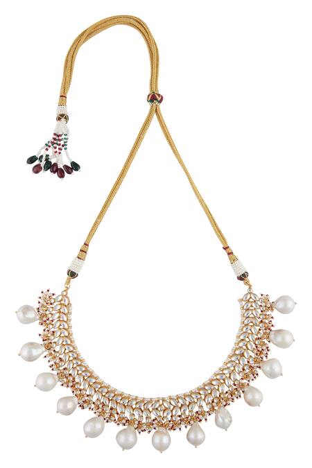 Moh-Maya By Disha Khatri_Gold Plated Kundan Choker Set_Online_at_Aza_Fashions