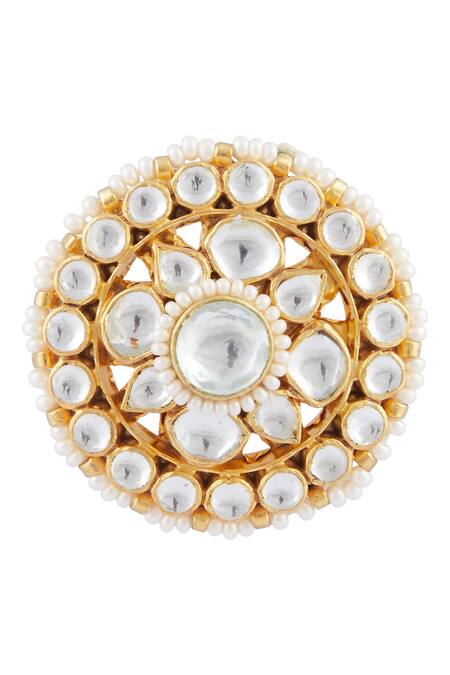 Shop_Moh-Maya By Disha Khatri_Gold Plated Kundan Choker Set_Online_at_Aza_Fashions