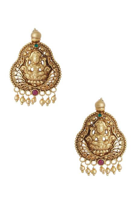 Buy_Joules By Radhika_Gold Plated Bead Antique Temple Jewellery Set_Online_at_Aza_Fashions