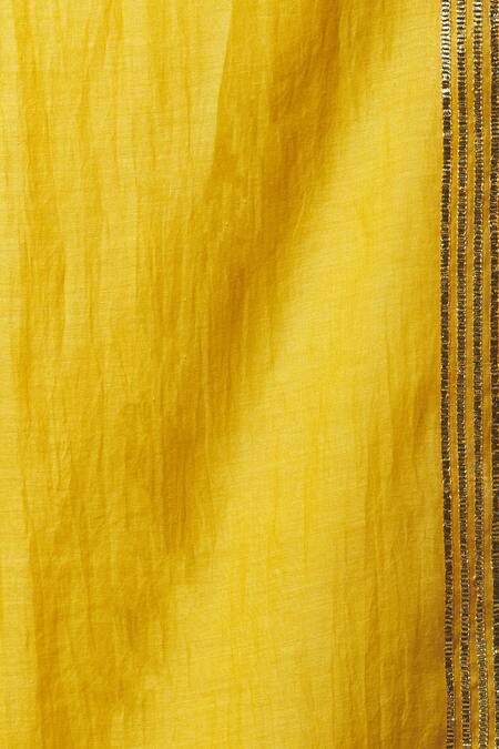 Nini Mishra_Yellow Cotton Silk Stole_Online_at_Aza_Fashions