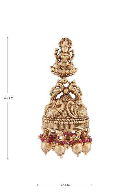 Buy Minaki Gold Plated Beads Laxmi Jhumkas Online at Aza Fashions Buy_Minaki_Gold Plated Beads Laxmi Jhumkas_Online_at_Aza_Fashions