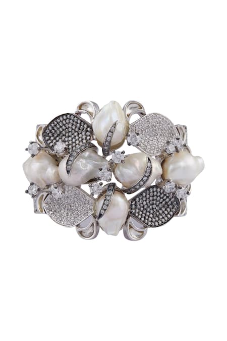 Rohita_Silver Plated Bead Crystal Bracelet_Online_at_Aza_Fashions