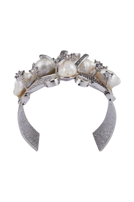 Buy_Rohita_Silver Plated Bead Crystal Bracelet_Online_at_Aza_Fashions