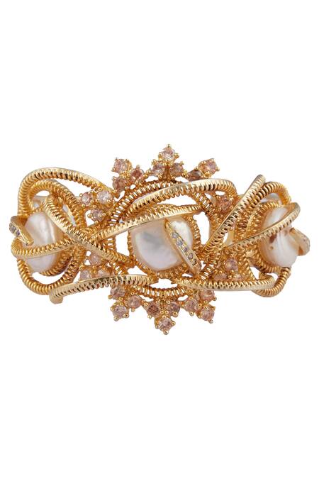 Rohita_Gold Plated Bead Bracelet_Online_at_Aza_Fashions