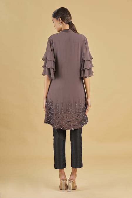 Shop_Ariyana by Aza_Grey Embellished Short Tunic _at_Aza_Fashions
