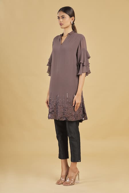 Shop_Ariyana by Aza_Grey Embellished Short Tunic _Online_at_Aza_Fashions